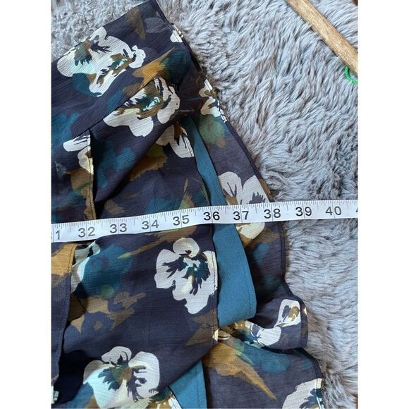 NWT CAbi Pirouette Dress #3460 Floral Chiffon Ruffled Hem Green Teal Size xs - Picture 7 of 8